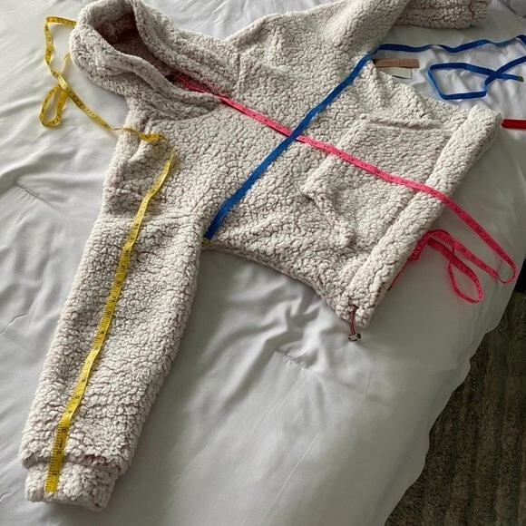 NWT Almost Famous Pink Sherpa Fleece Shearling Hoodie 1/4 Zip Boho Size L - Picture 9 of 9